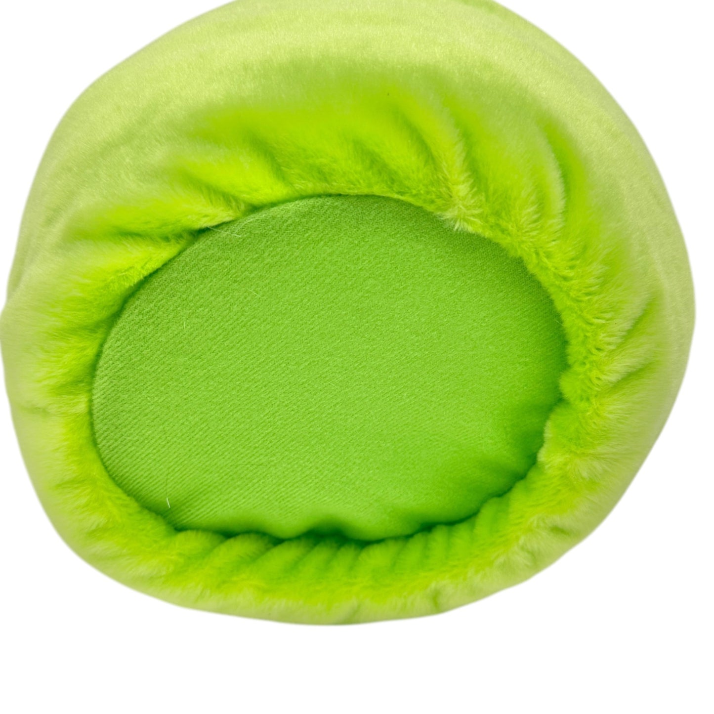 Plush Frog Face Green Basket w Handle Stuffed Polyester Fiber Lightweight Sturdy