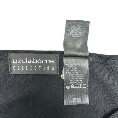 Liz Claiborne Collection Top Women's Medium Black with Black Floral Embroidery