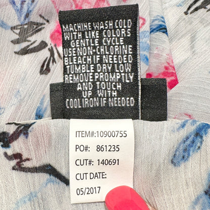 Torrid Top Womens 3X Sleeveless Layered Blouse Floral Print Pink Blue on White