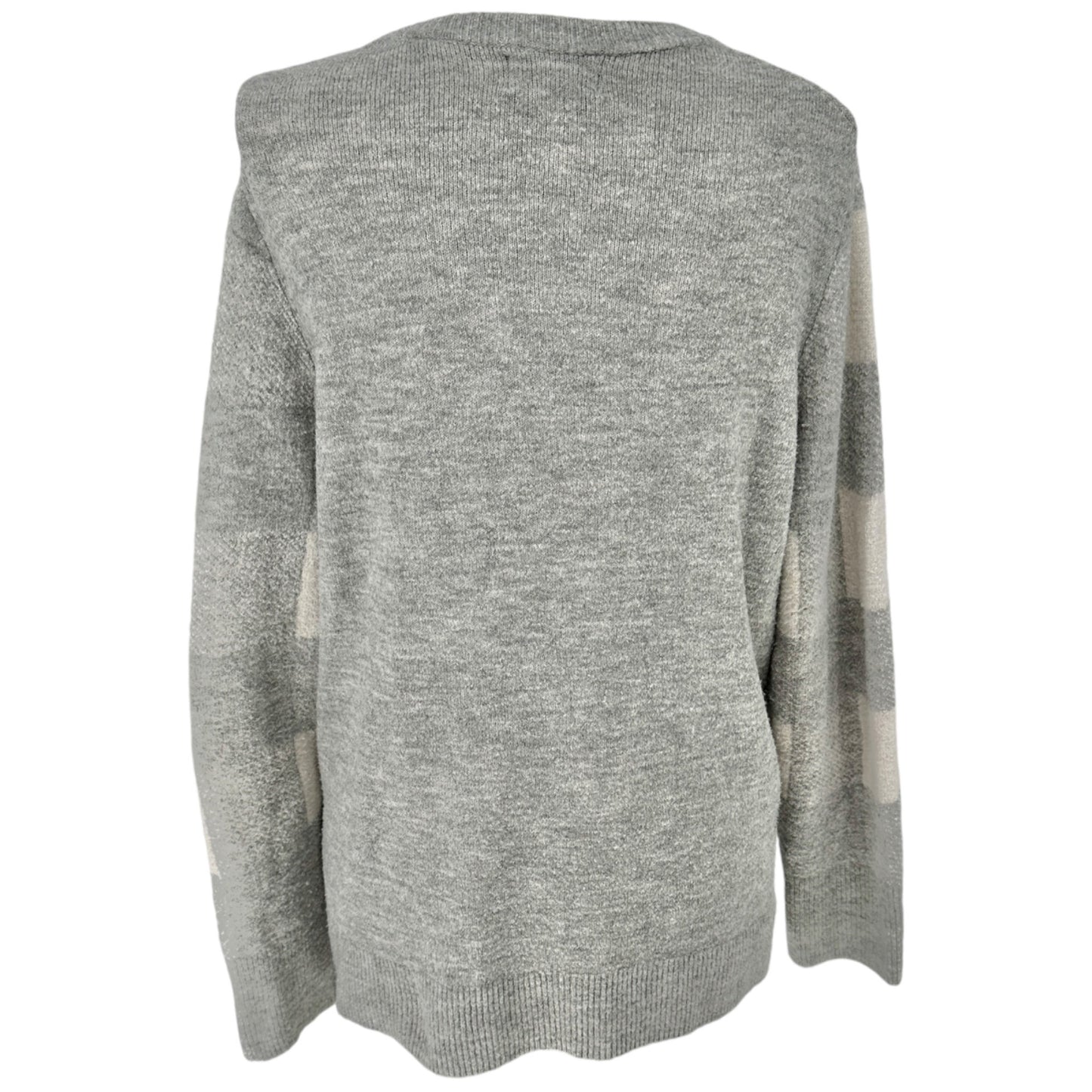 Old Navy Sweater Womens XXL Gray White Plaid LS Super Soft Acrylic/Nylon Blend