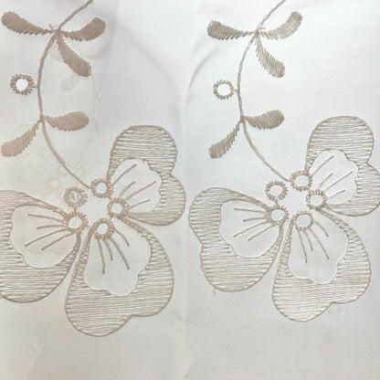 Vintage JCPenney Curtain Valance Sheer White Floral Embroidered 66x14 Scalloped