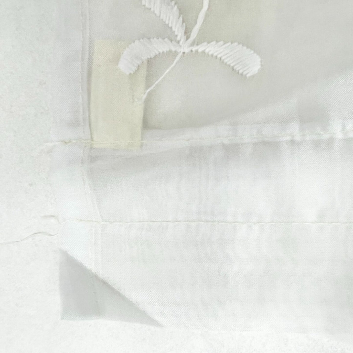 Vintage JCPenney Curtain Valance Sheer White Floral Embroidered 66x14 Scalloped
