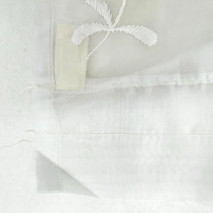 Vintage JCPenney Curtain Valance Sheer White Floral Embroidered 66x14 Scalloped