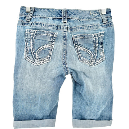 Aria Jeans Womens 5/6 Shorts Distressed Bermuda Denim With Embroidered Pockets