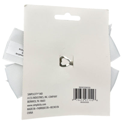 Simplicity Grosgrain Bows Set of 6 White With Heart Clips on Back Hair Packages