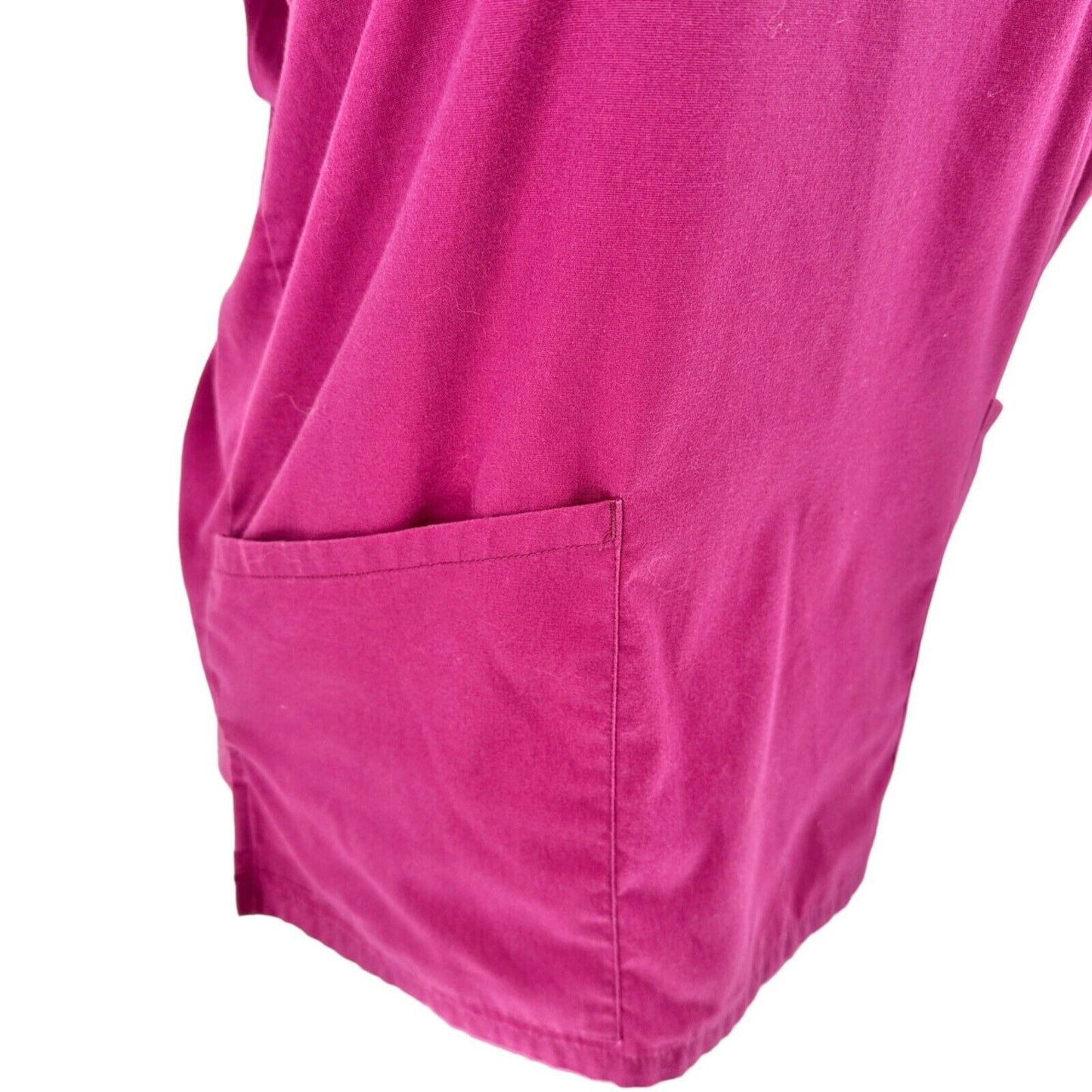 Dickies Women's Scrub Tops M Burgundy SS 5 Pockets V-neck Badge Holder