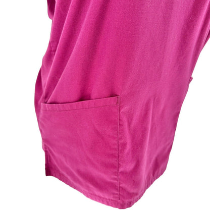 Dickies Women's Scrub Tops M Burgundy SS 5 Pockets V-neck Badge Holder