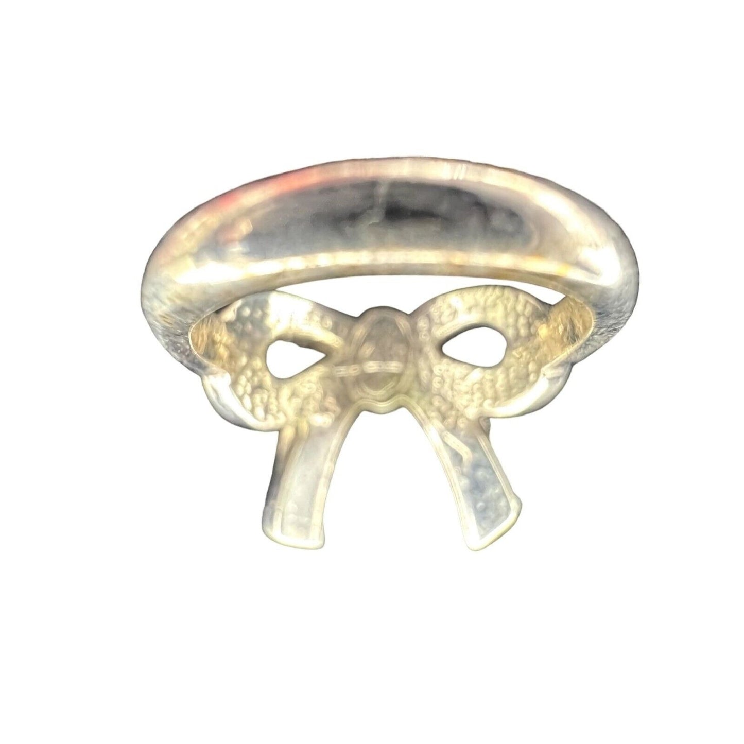 Womens Ring Silver Tone Bow with Crystals Size 5