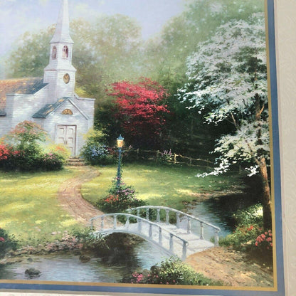 Thomas Kinkade 1999 Hometown Chapel Matted 14x11 Print With COA EUC