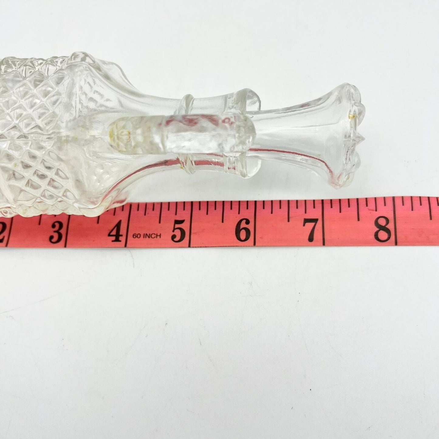 Vinegar Dispenser 7.5 x 2.5 Clear Glass Faceted Vintage