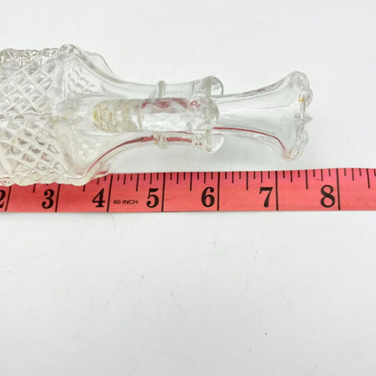 Vinegar Dispenser 7.5 x 2.5 Clear Glass Faceted Vintage