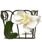 Votive Candle Holder Wire Glass 4.5 x 3 x 3 3D Flowers Attached