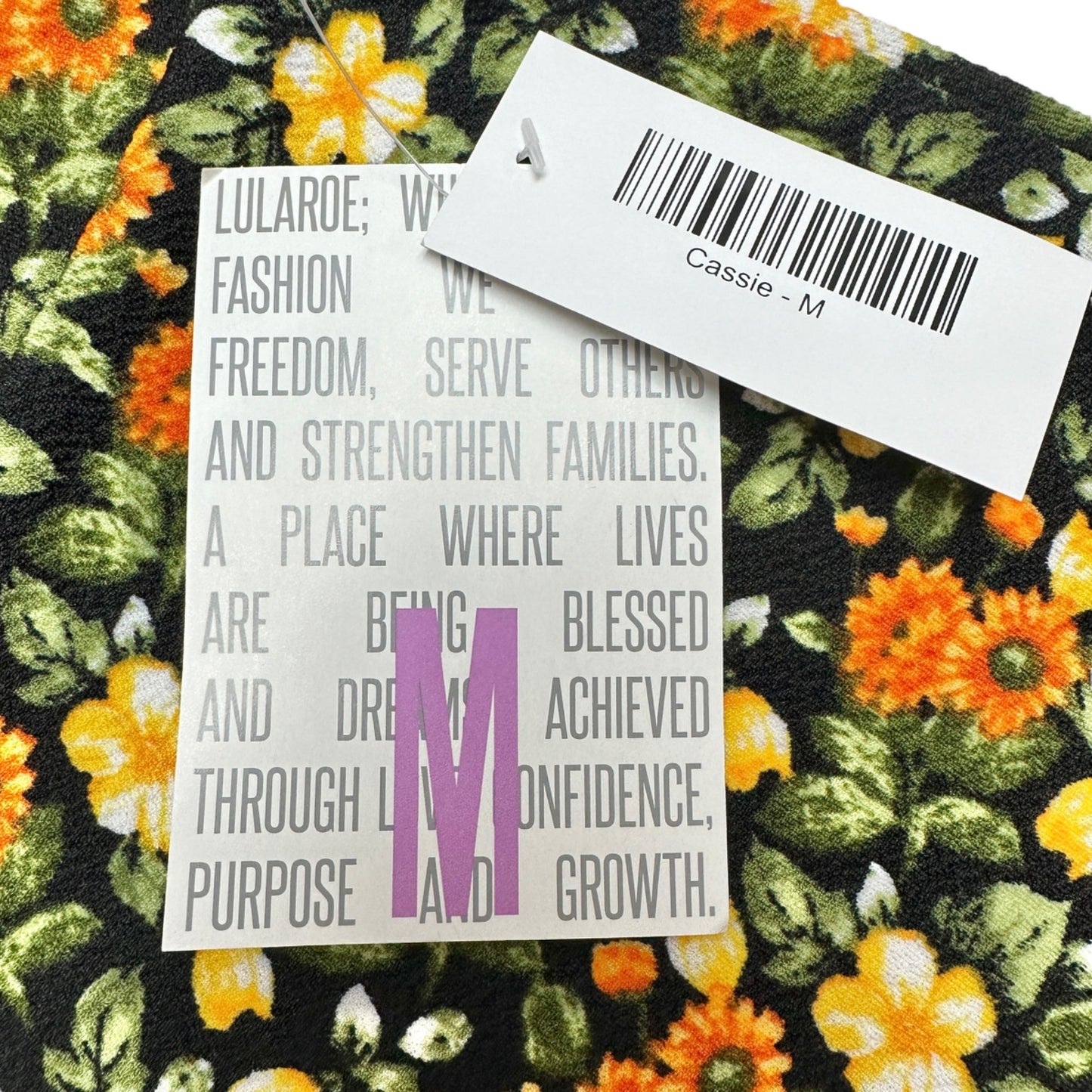 LuLaRoe Cassie Skirt Womens M Black w Orange Yellow Green Florals NWT