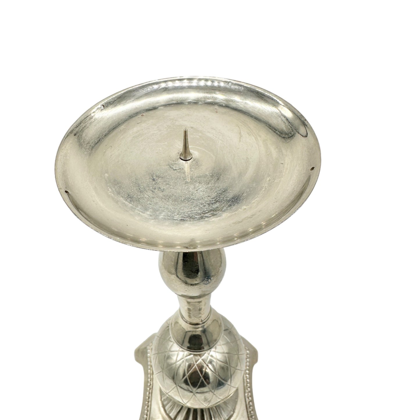 Vintage Silver-Plated Candle Holder With Ornate Design 11 in Tall