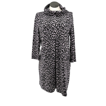 Tyler Böe Tunic Dress Womens XL Pink Background Black Leopard Spots Cowl Neck