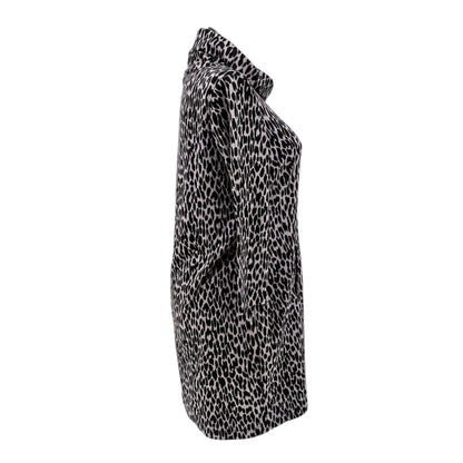 Tyler Böe Tunic Dress Womens XL Pink Background Black Leopard Spots Cowl Neck