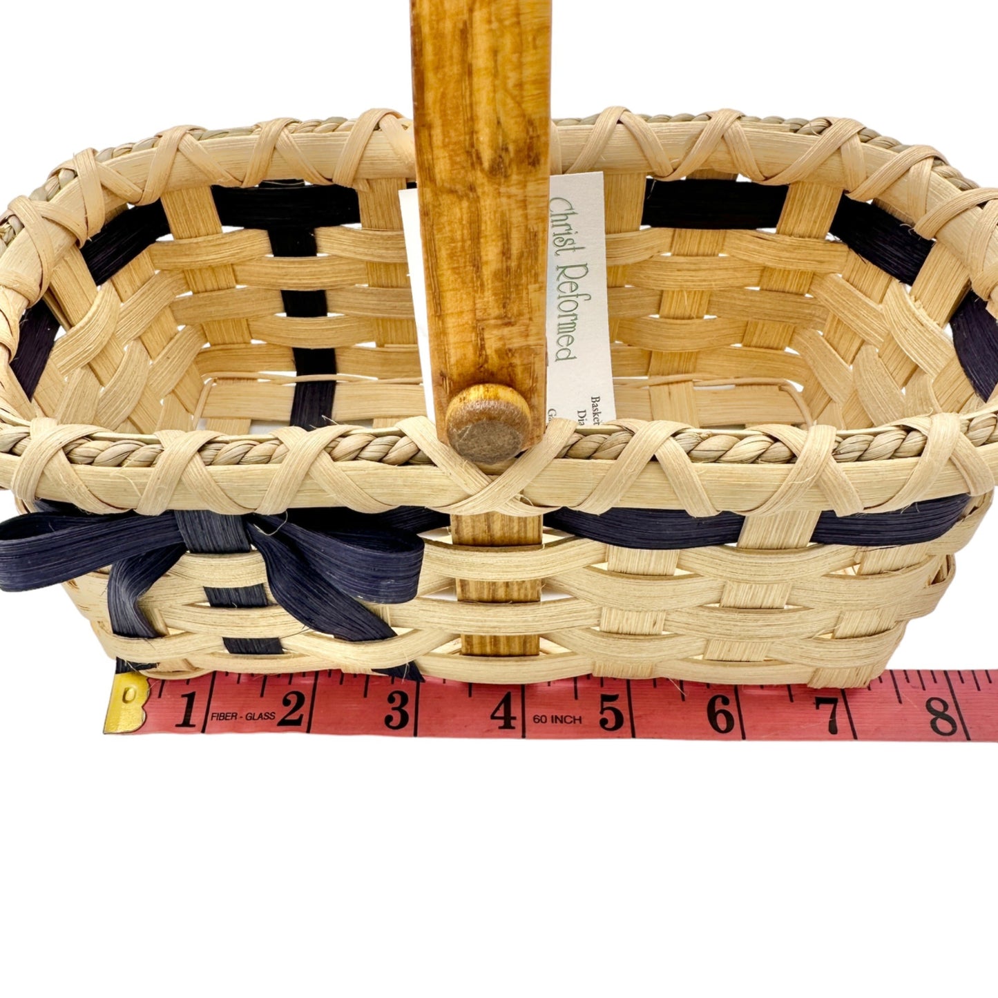 Handmade Basket Cookies for Two with Blue Accent Moveable Wooden Handle Small