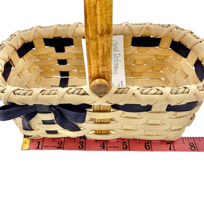 Handmade Basket Cookies for Two with Blue Accent Moveable Wooden Handle Small