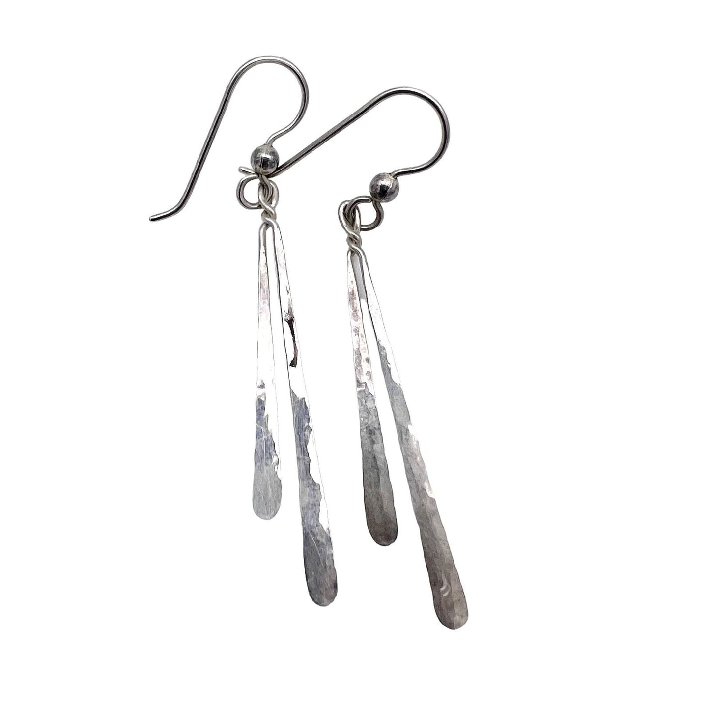 2 Sets of Pierced Earrings Silver Dangle