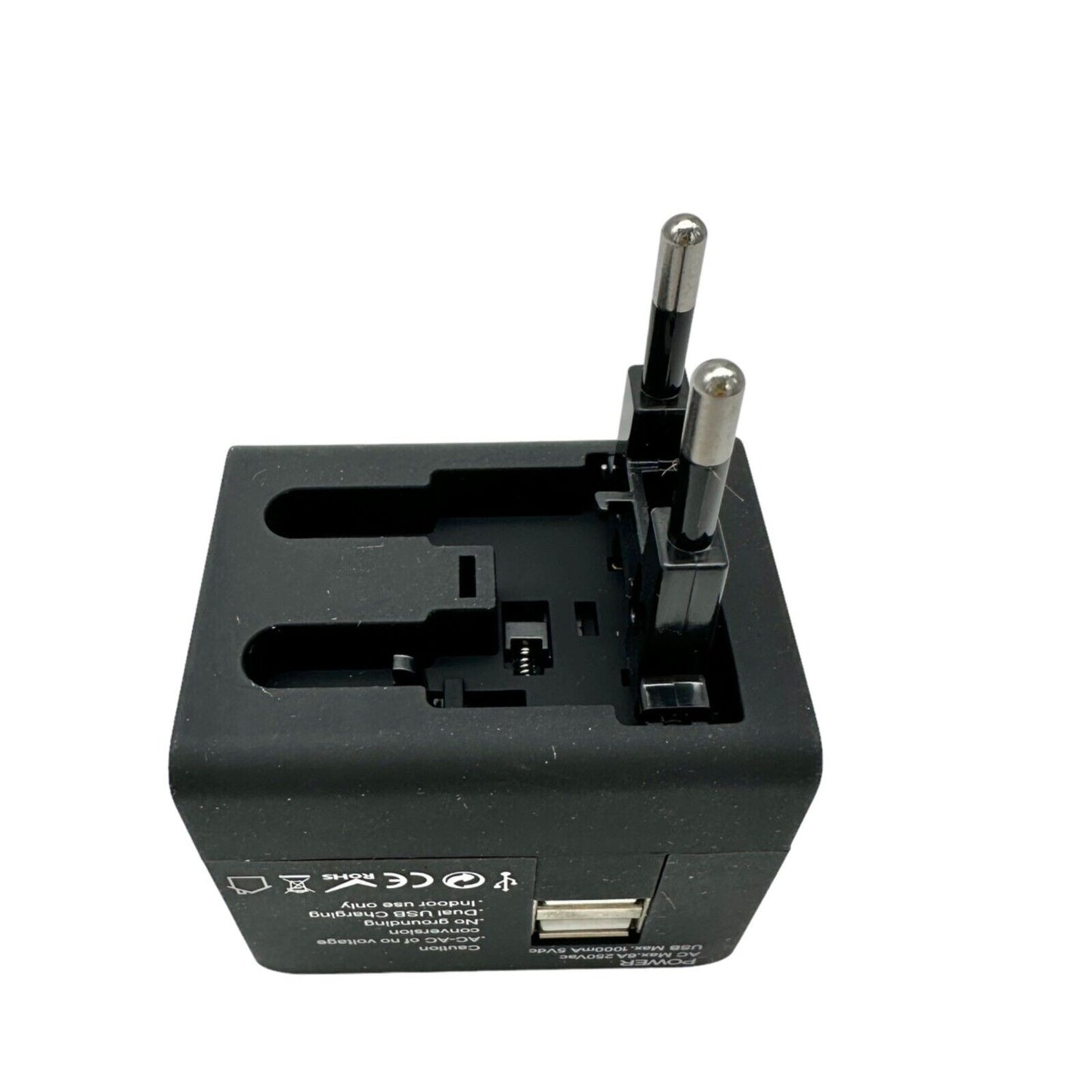 Multi-Nation Travel Adapter with USB Charger Black NEW UK Europe USA Australia