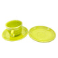 Fiesta Homer Laughlin Cup & 2 Saucers Set in Chartreuse Lead-Free Ceramic USA