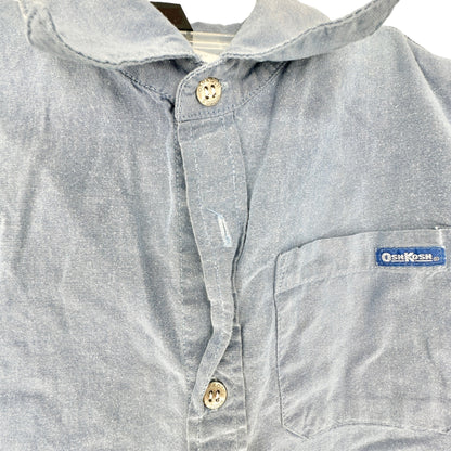 OshKosh Bgosh Shirt Boys 4 Blue Short Sleeve Button Up (missing 1 button)