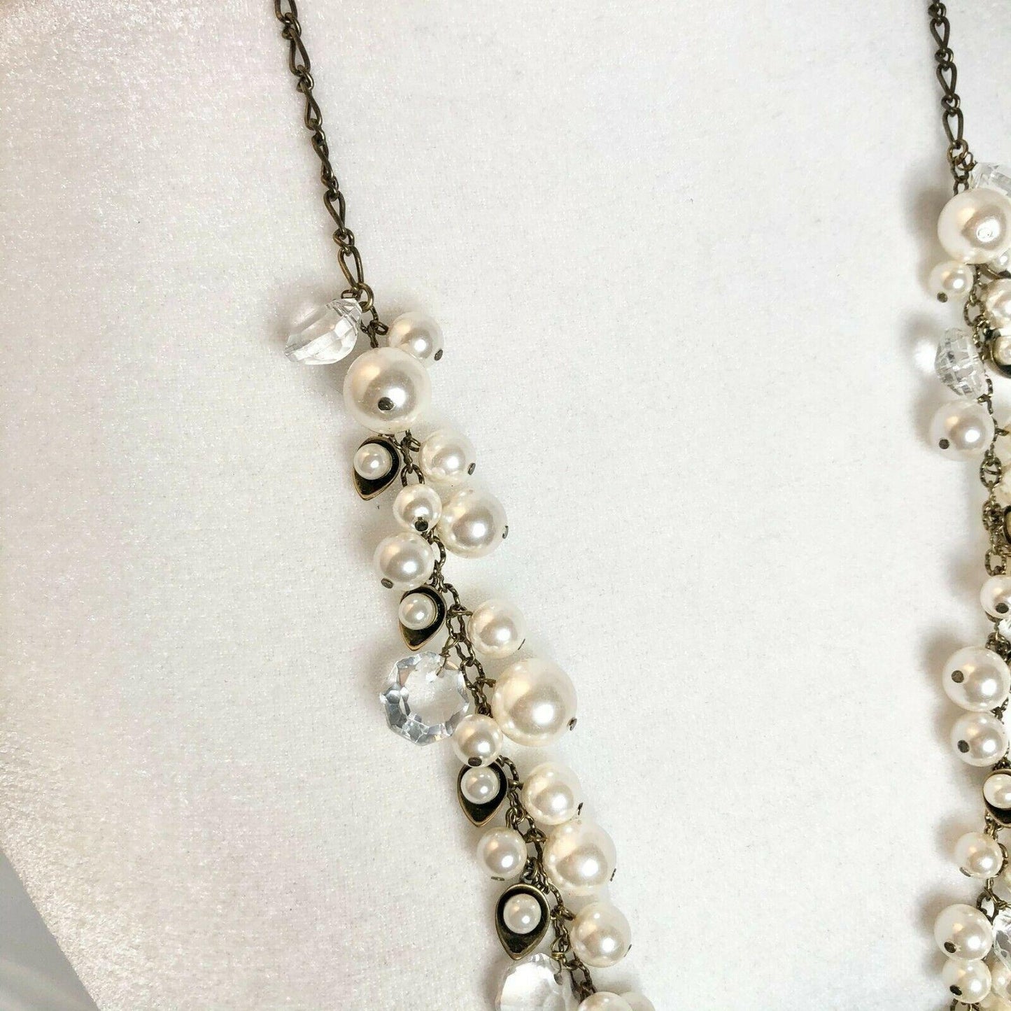Chloe & Isabel Pearl + Crystal Long Drop Necklace N012 EUC