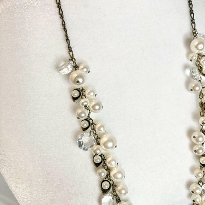 Chloe & Isabel Pearl + Crystal Long Drop Necklace N012 EUC