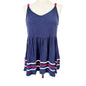 Torrid 3 Super Soft Tank Top Womens 22-24 Navy Knit Flowy Red White Striped Hem