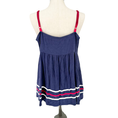 Torrid 3 Super Soft Tank Top Womens 22-24 Navy Knit Flowy Red White Striped Hem