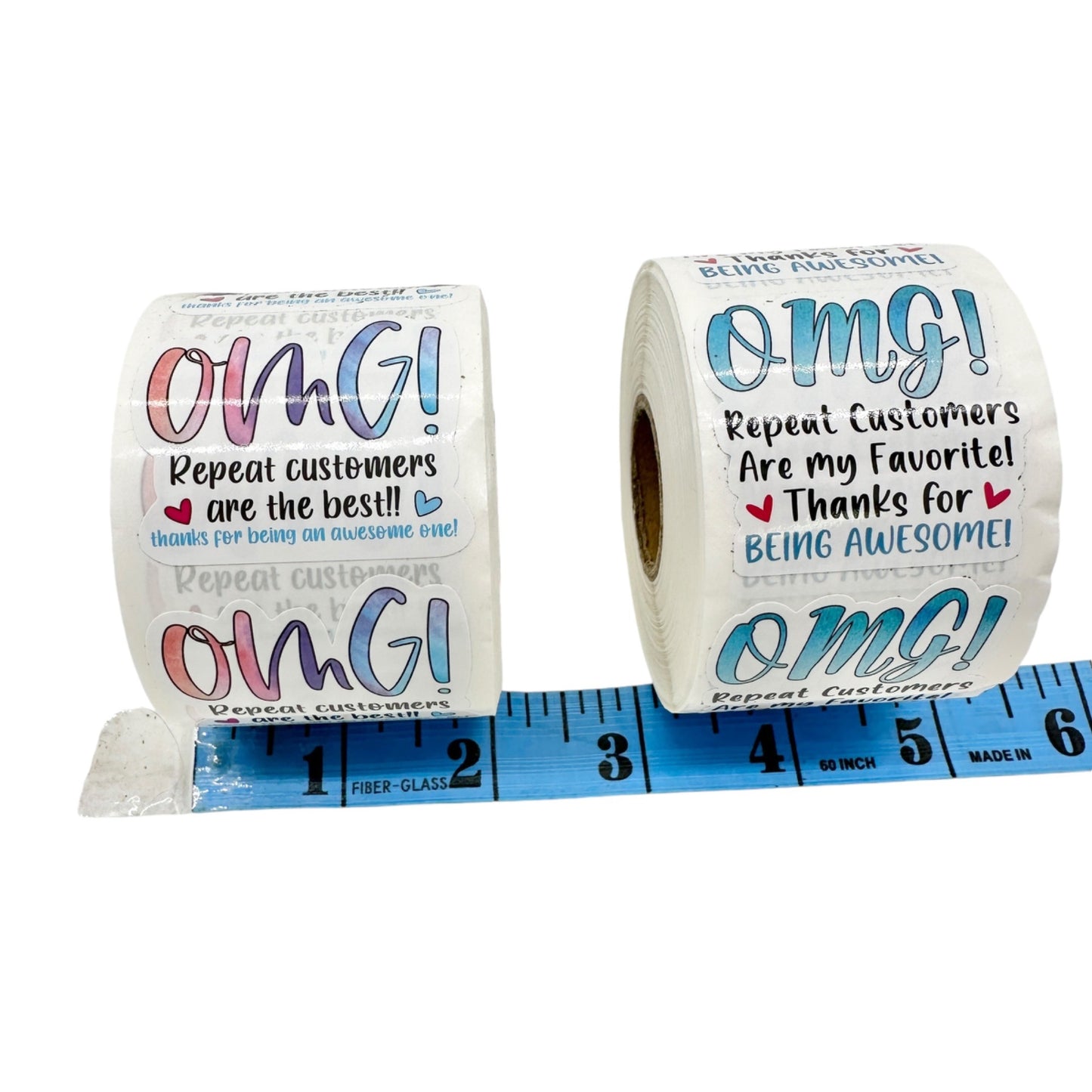 OMG! Repeat Customers Are The Best! 1000 2x2 Stickers 2 Rolls of 500 each NEW