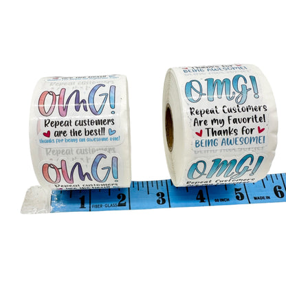 OMG! Repeat Customers Are The Best! 1000 2x2 Stickers 2 Rolls of 500 each NEW