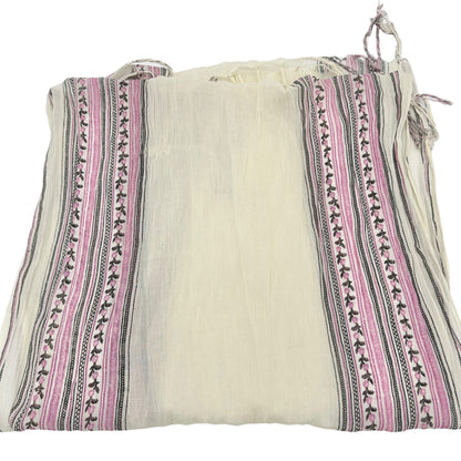 American Eagle Outfitters Scarf 73x25 Cotton Beige Pink Gray Fringe
