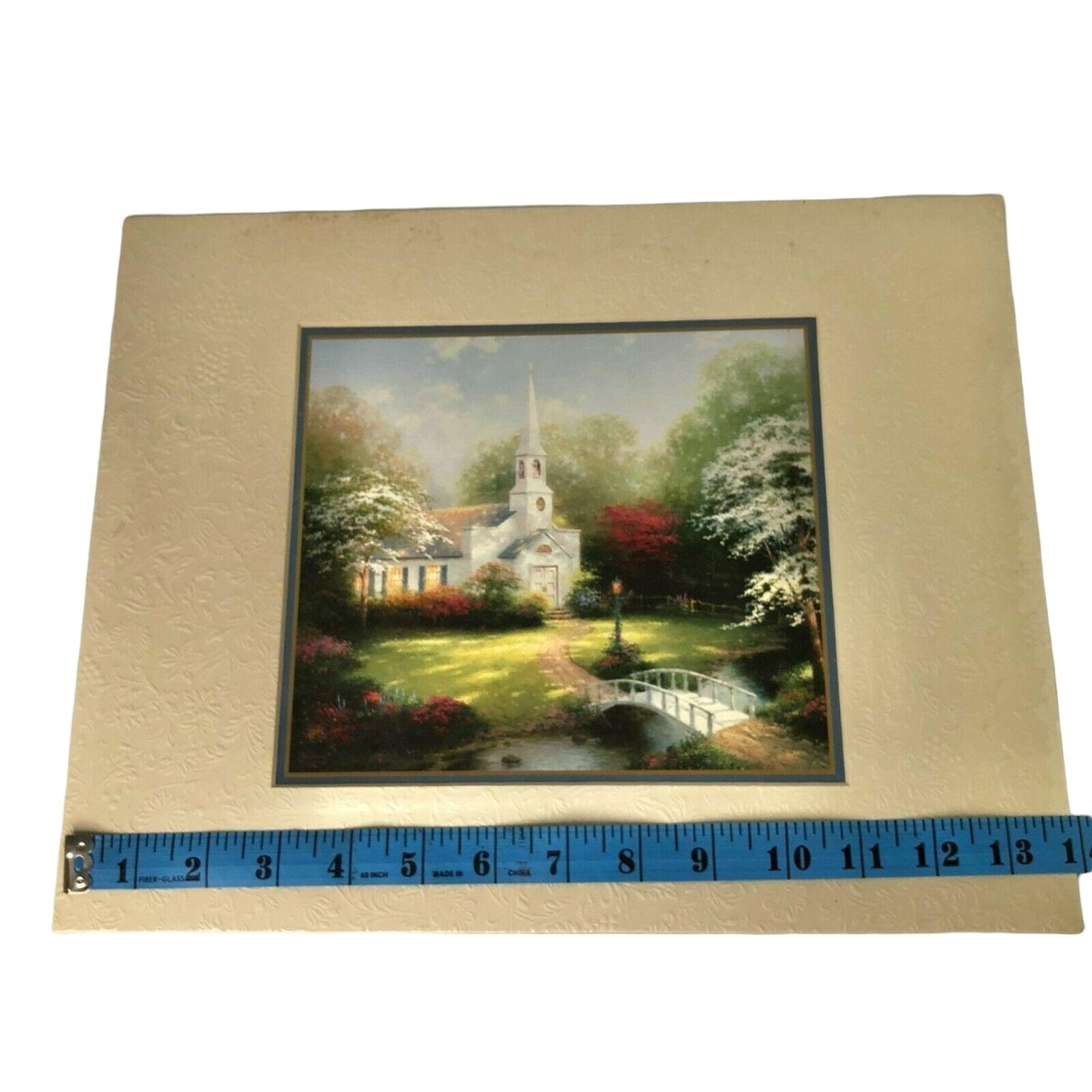 Thomas Kinkade 1999 Hometown Chapel Matted 14x11 Print With COA EUC