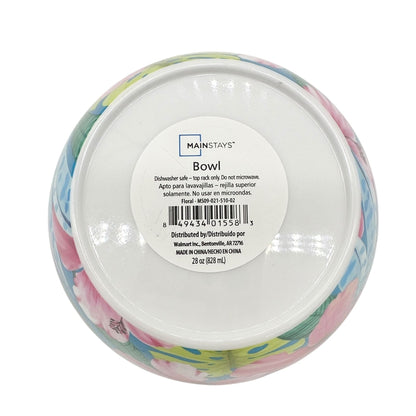 Mainstays Floral 28 Oz Bowls Set Of 4 Tropical Design Dishwasher Safe 6" Round