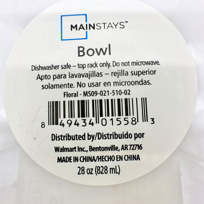 Mainstays Floral 28 Oz Bowls Set Of 4 Tropical Design Dishwasher Safe 6" Round