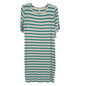 LuLaRoe Retired Julia Dress L Teal and White Striped SS Form Fitting NWT