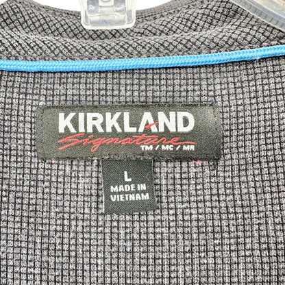 Kirkland Signature Jacquard Polo Shirt Mens L Gray Black Collared Short Sleeve
