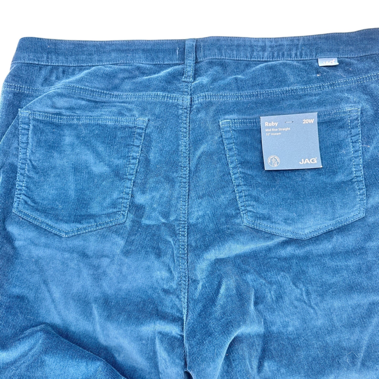 Ruby Mid Rise Straight Corduroy Pants Womens 20W Moroccan Blue By JAG Cotton