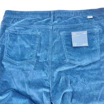 Ruby Mid Rise Straight Corduroy Pants Womens 20W Moroccan Blue By JAG Cotton