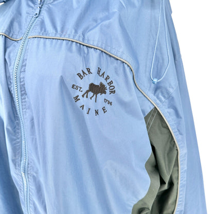 Bar Harbor Maine 3XL Blue Windbreaker Jacket Removable Hood Zip Front Pockets