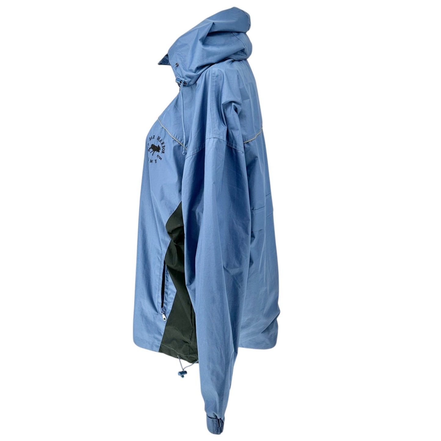 Bar Harbor Maine 3XL Blue Windbreaker Jacket Removable Hood Zip Front Pockets