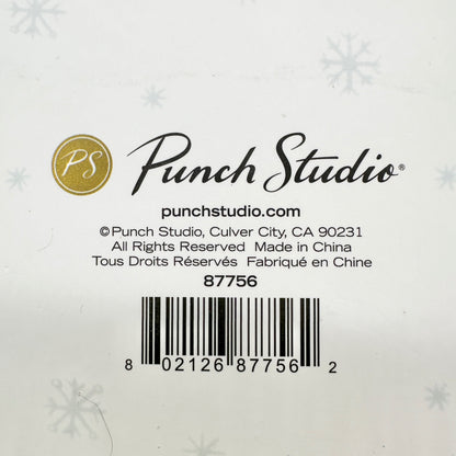 Christmas Punch Studio Holiday Gift Box 8 x 7 x 6 Red White Gray Gnome House