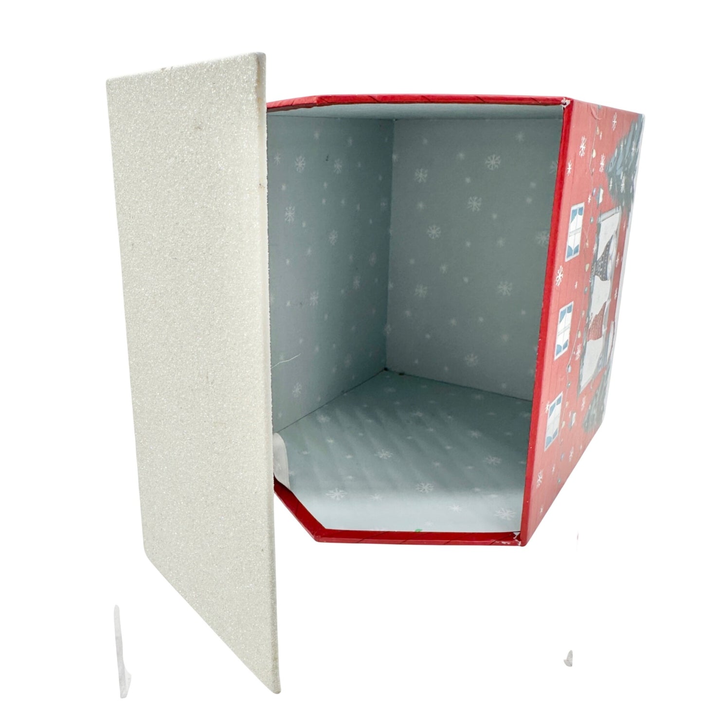 Christmas Punch Studio Holiday Gift Box 8 x 7 x 6 Red White Gray Gnome House
