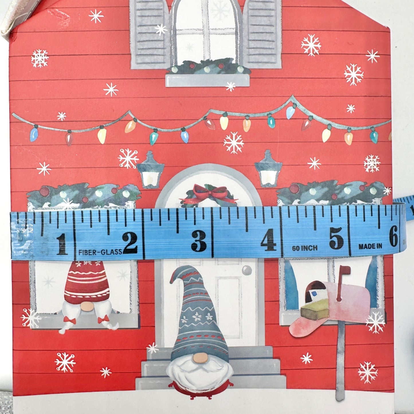 Christmas Punch Studio Holiday Gift Box 8 x 7 x 6 Red White Gray Gnome House