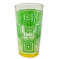 Mid Century Modern Green Geometric Design 6 Oz Glass Tumbler Retro Drinkware