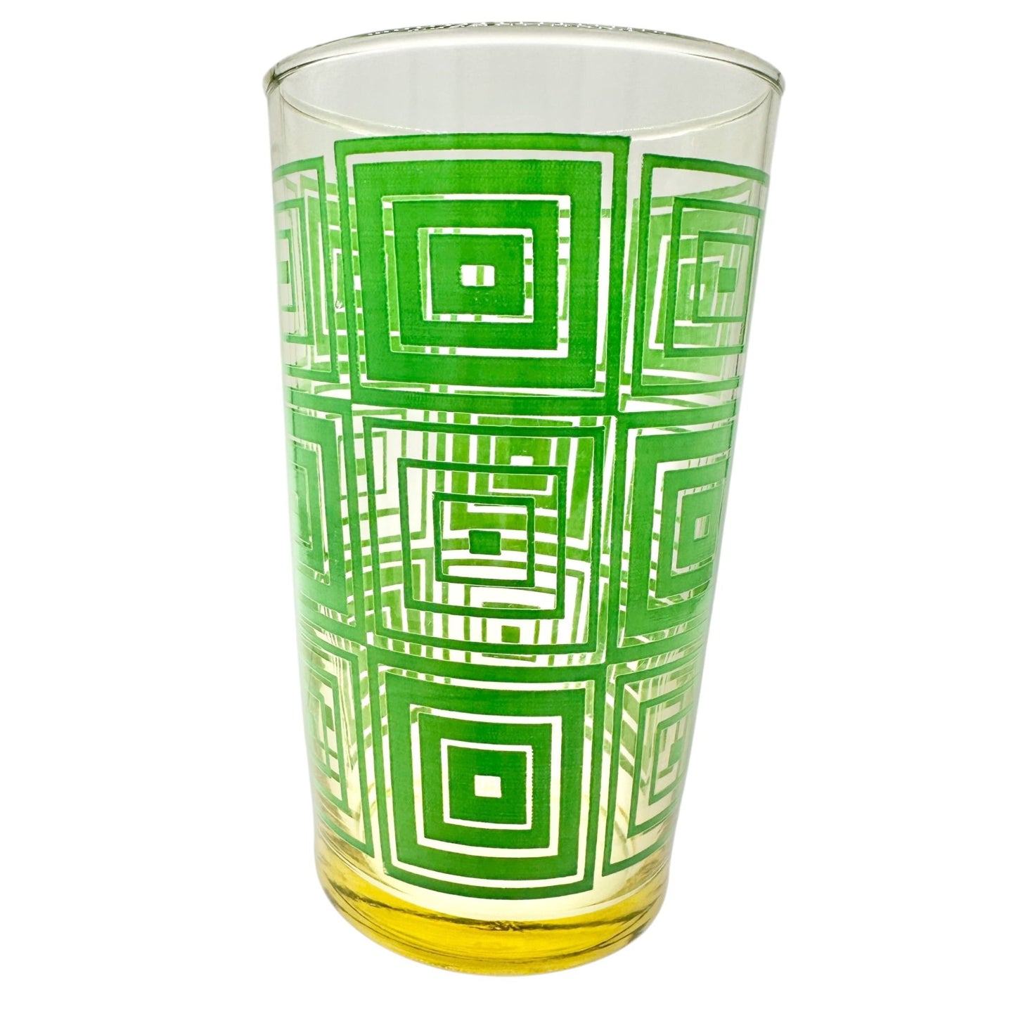 Mid Century Modern Green Geometric Design 6 Oz Glass Tumbler Retro Drinkware