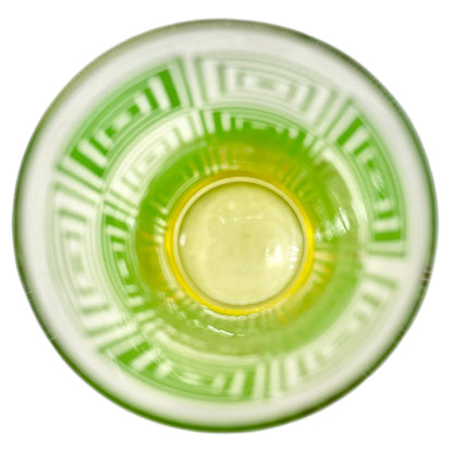 Mid Century Modern Green Geometric Design 6 Oz Glass Tumbler Retro Drinkware