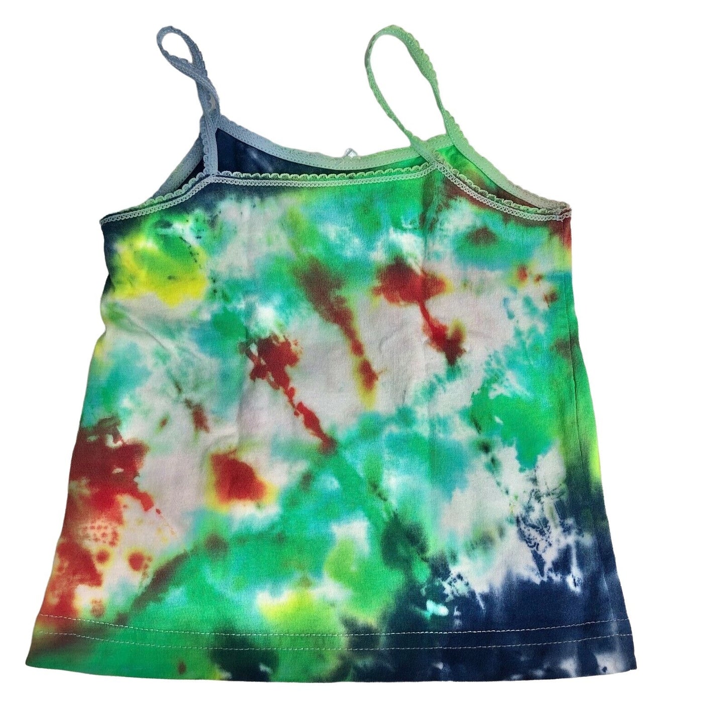Colorful Tie-Dye Toddler Tank Top 2-3T With Ribbon Detail Cotton