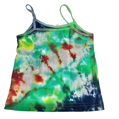 Colorful Tie-Dye Toddler Tank Top 2-3T With Ribbon Detail Cotton